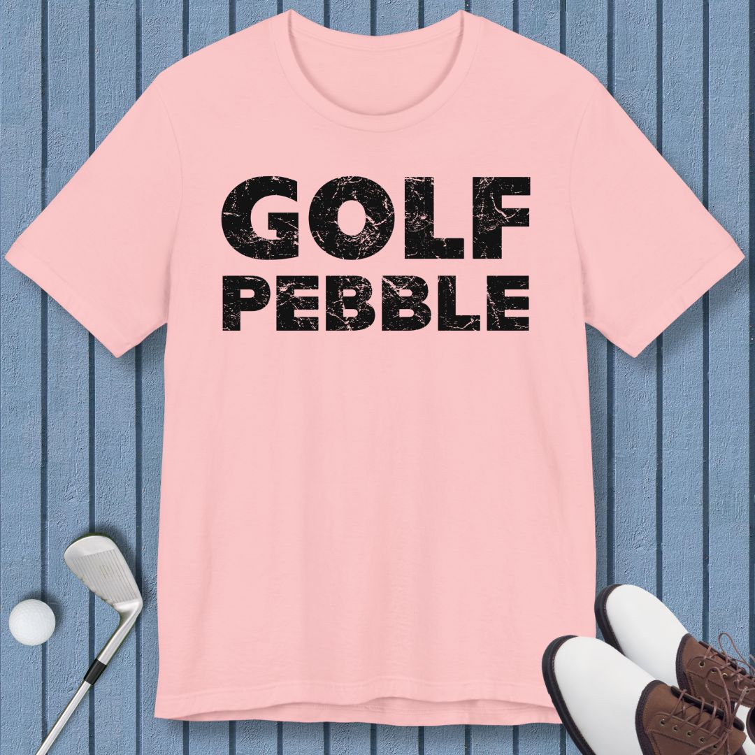 Golf Pebble - T-shirt in Pink, great for casual wear. Find more fun golf focused products at oneforetheages.com