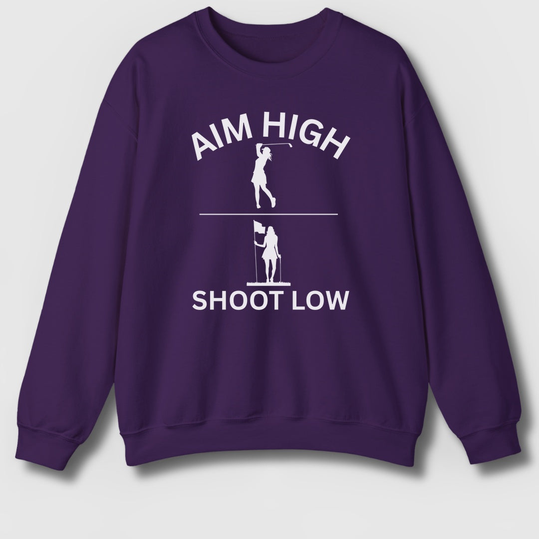 Aim High - Shoot Low (Female) - Adult Golf Sweatshirt in Purple