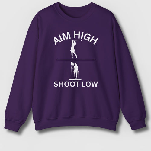 Aim High - Shoot Low (Female) - Adult Golf Sweatshirt in Purple