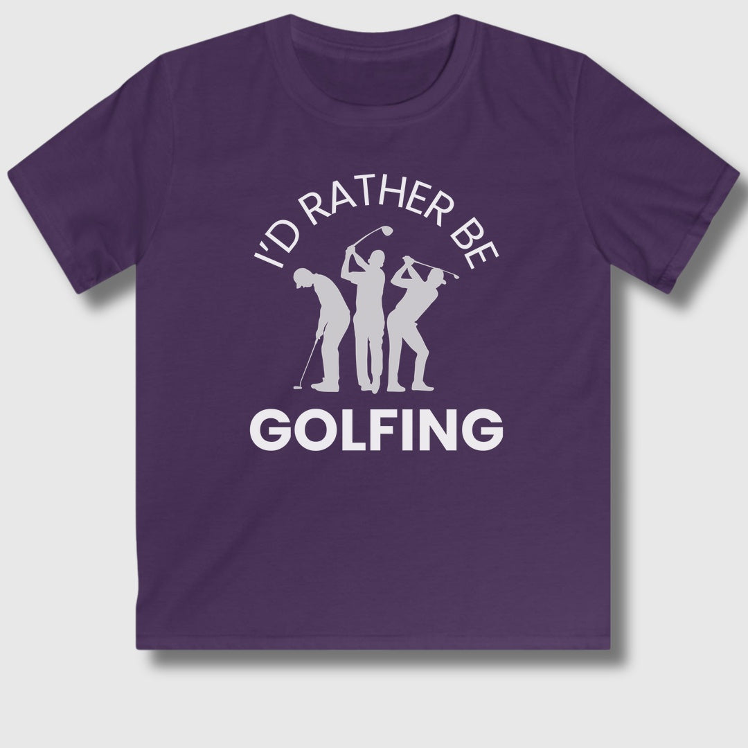 I'd Rather Be Golfing - Youth Golf T-Shirt in Purple