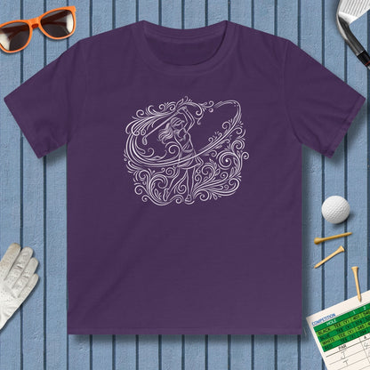 EVERY SWING TELLS A STORY - Women's Golf Vine Art - Youth Golf T-Shirt in Purple