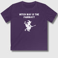Witch Way is the Fairway - Youth Golf T-Shirt in Purple