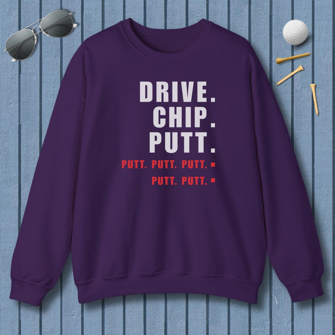 Drive Chip Putt Putt Putt... - Adult Golf Sweatshirt in Purple
