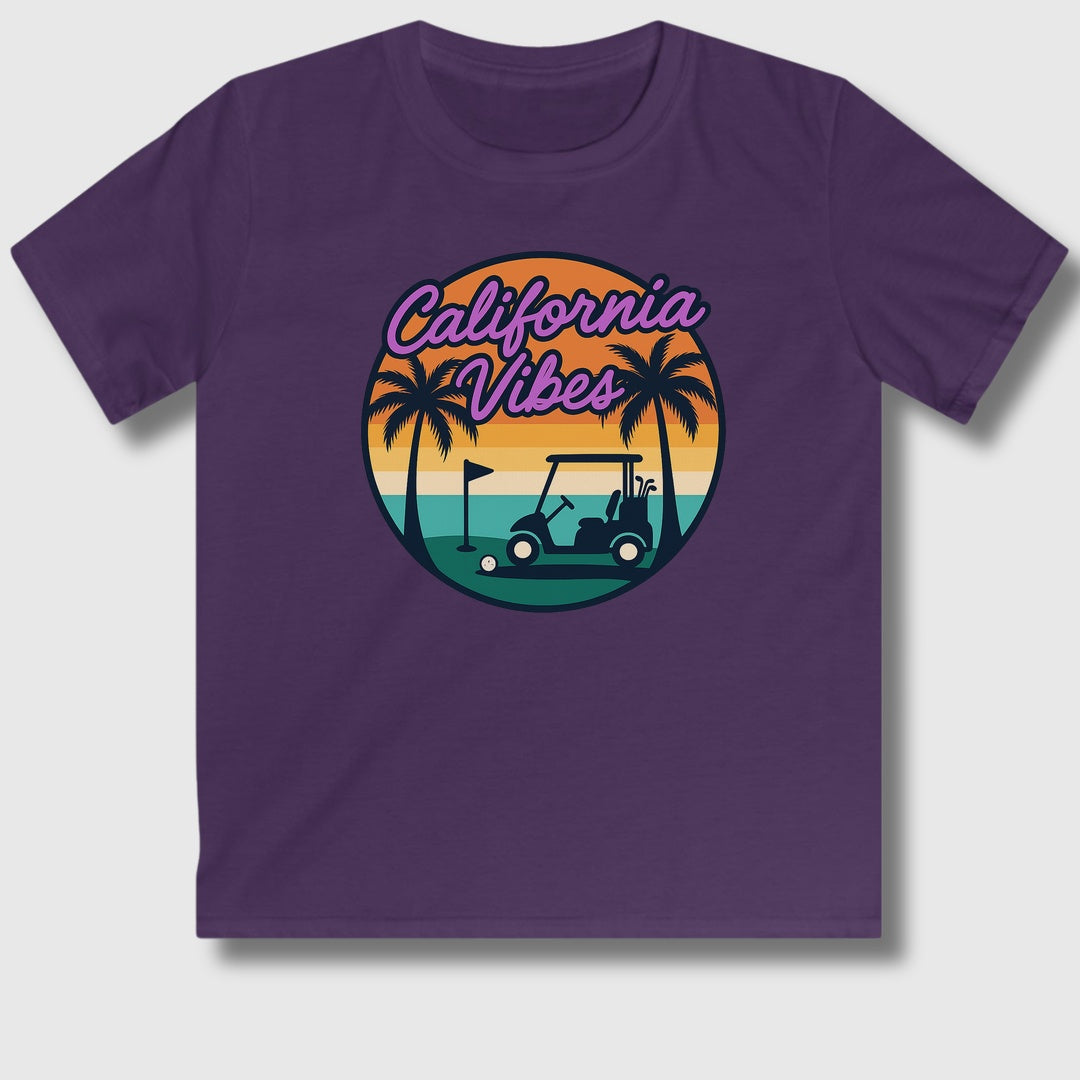 Golf Vibes - California Coast Edition - Youth Golf T-Shirt in Purple