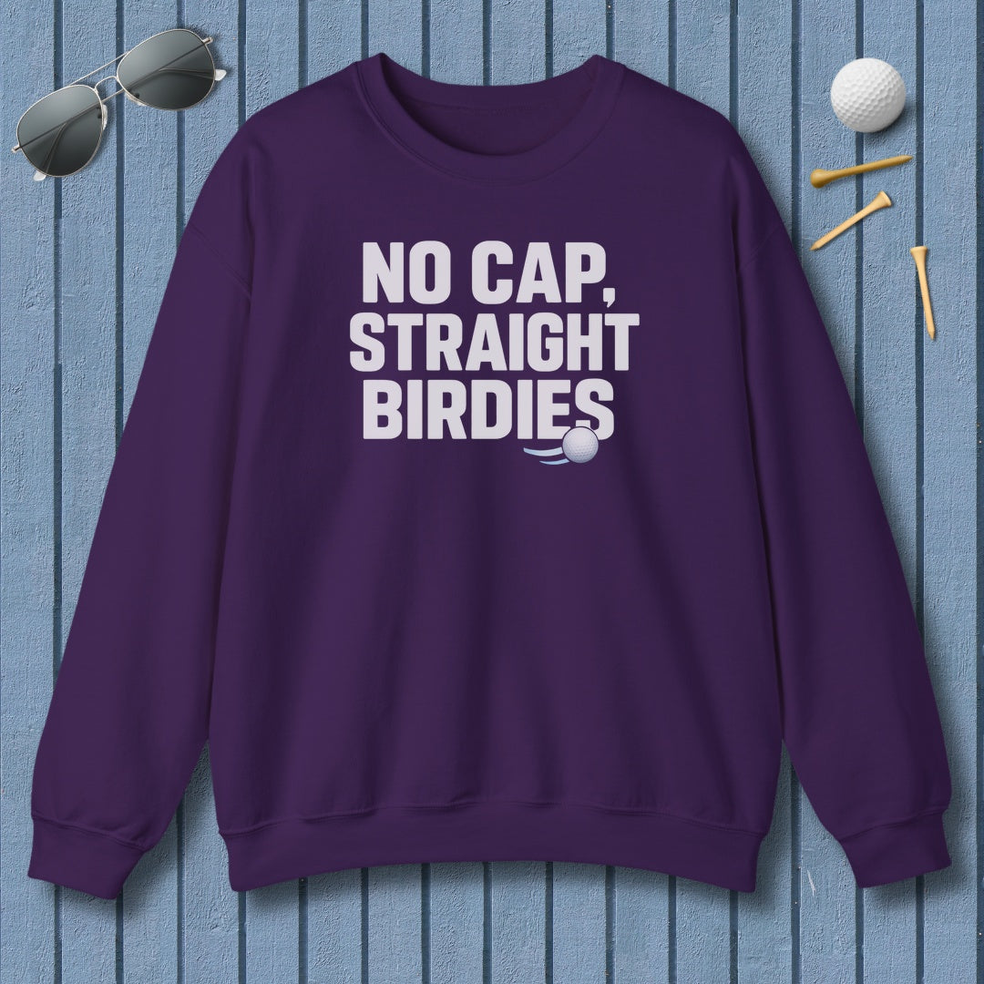 NO CAP, STRAIGHT BIRDIES - Adult Golf Sweatshirt in Purple