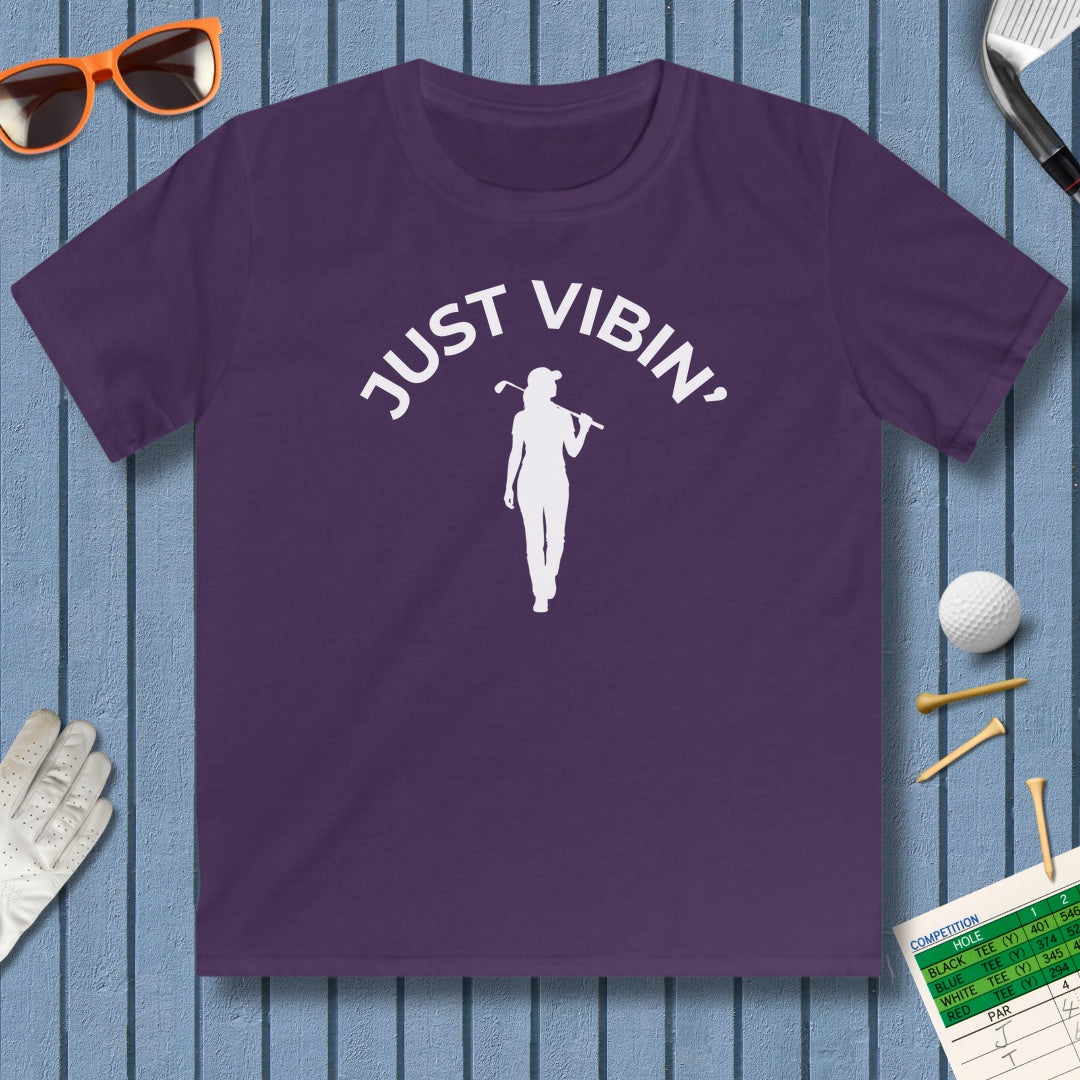 Just Vibin' - Girl's - Youth Golf T-Shirt in Purple