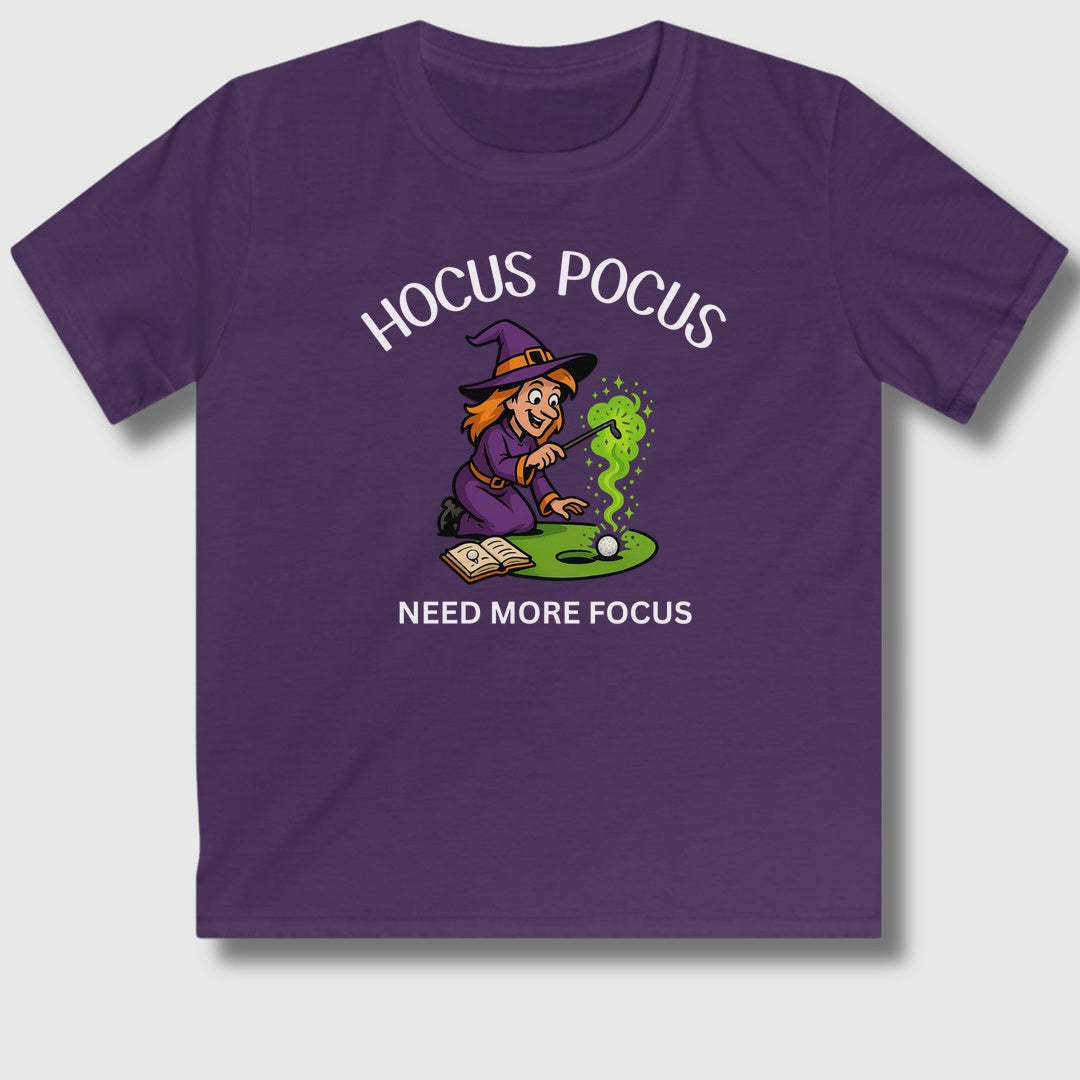 Hocus Pocus, Need More Focus - Youth Golf T-Shirt in Purple