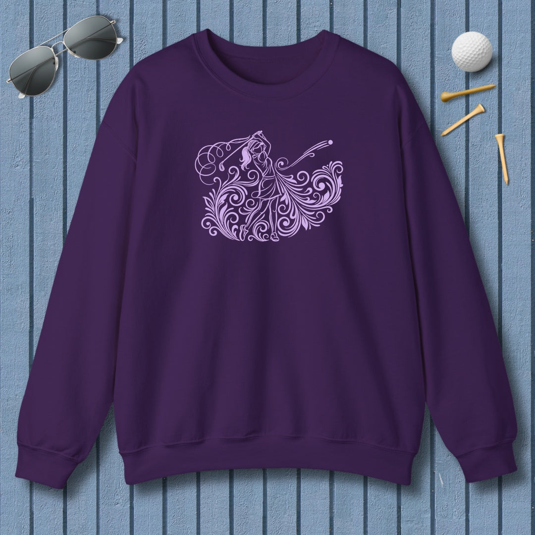 GRACE IN MOTION - Women's Golf Swirl Art - Adult Golf Sweatshirt in Purple