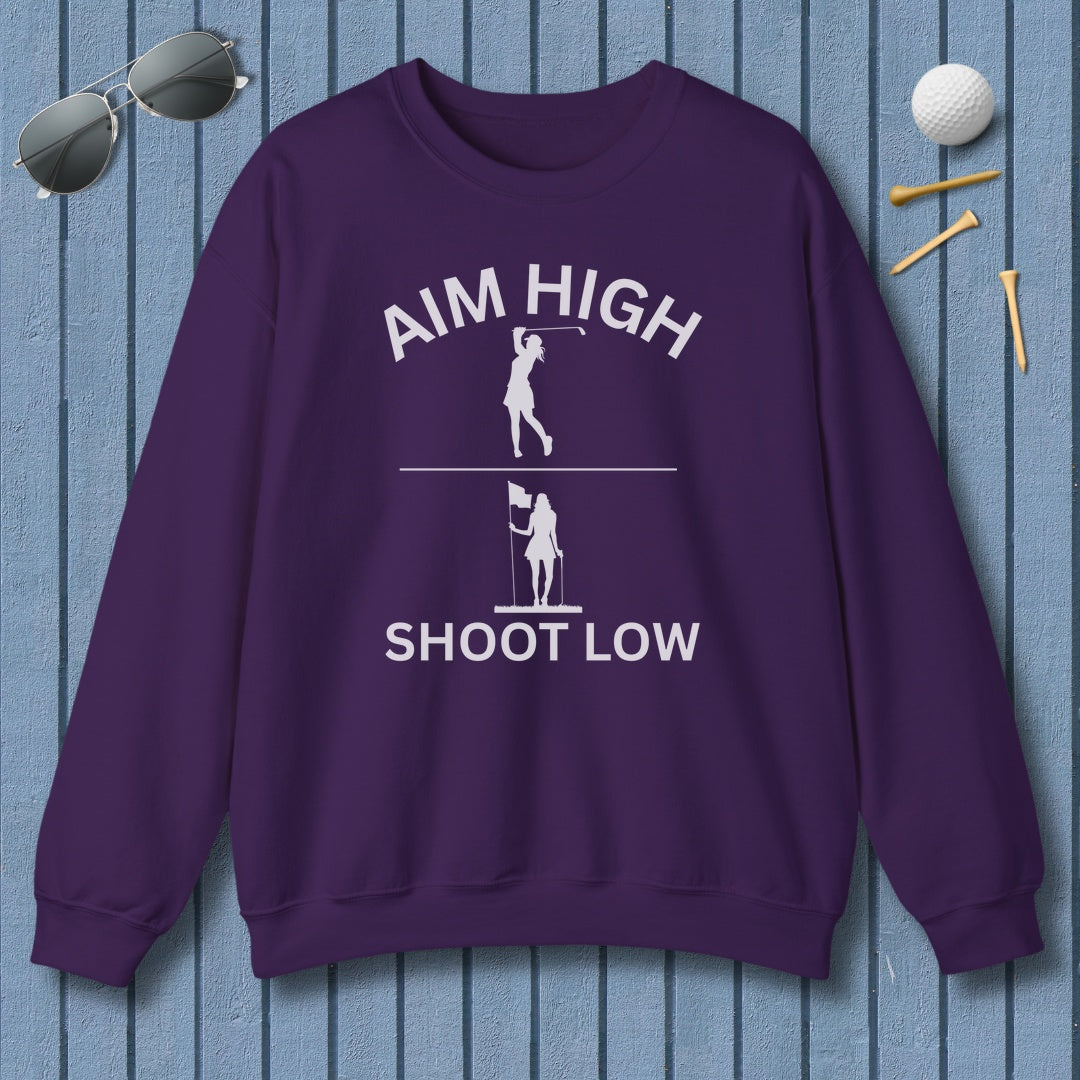 Aim High - Shoot Low (Female) - Adult Golf Sweatshirt in Purple