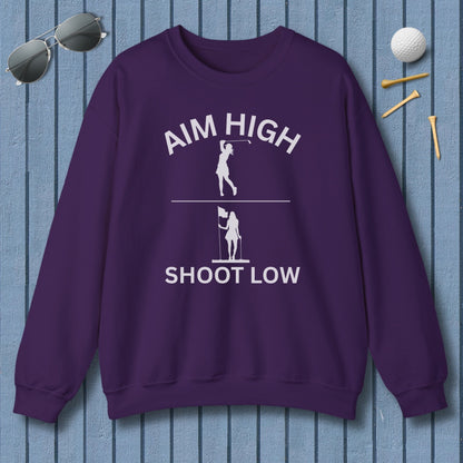 Aim High - Shoot Low (Female) - Adult Golf Sweatshirt in Purple