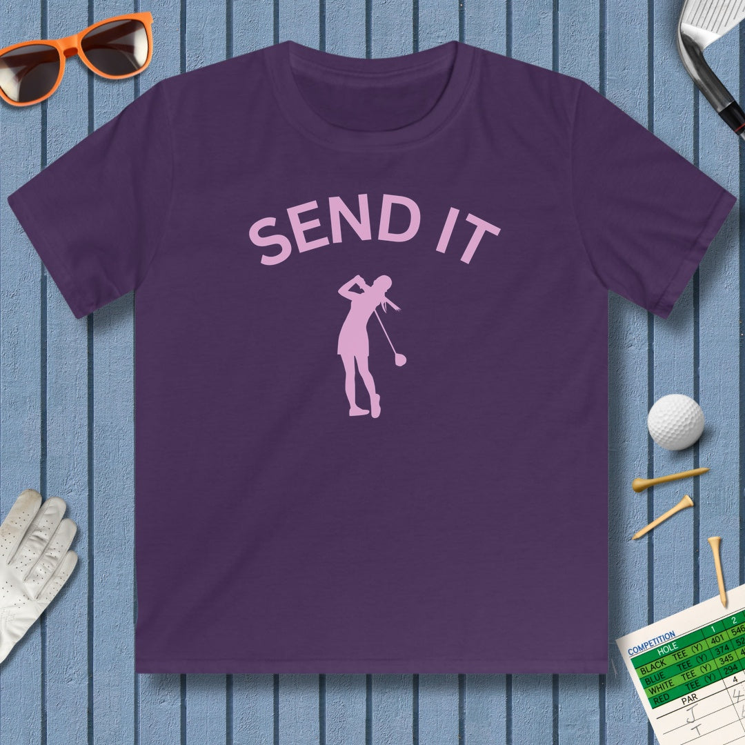 SEND IT (Female) - Youth Golf T-Shirt in Purple