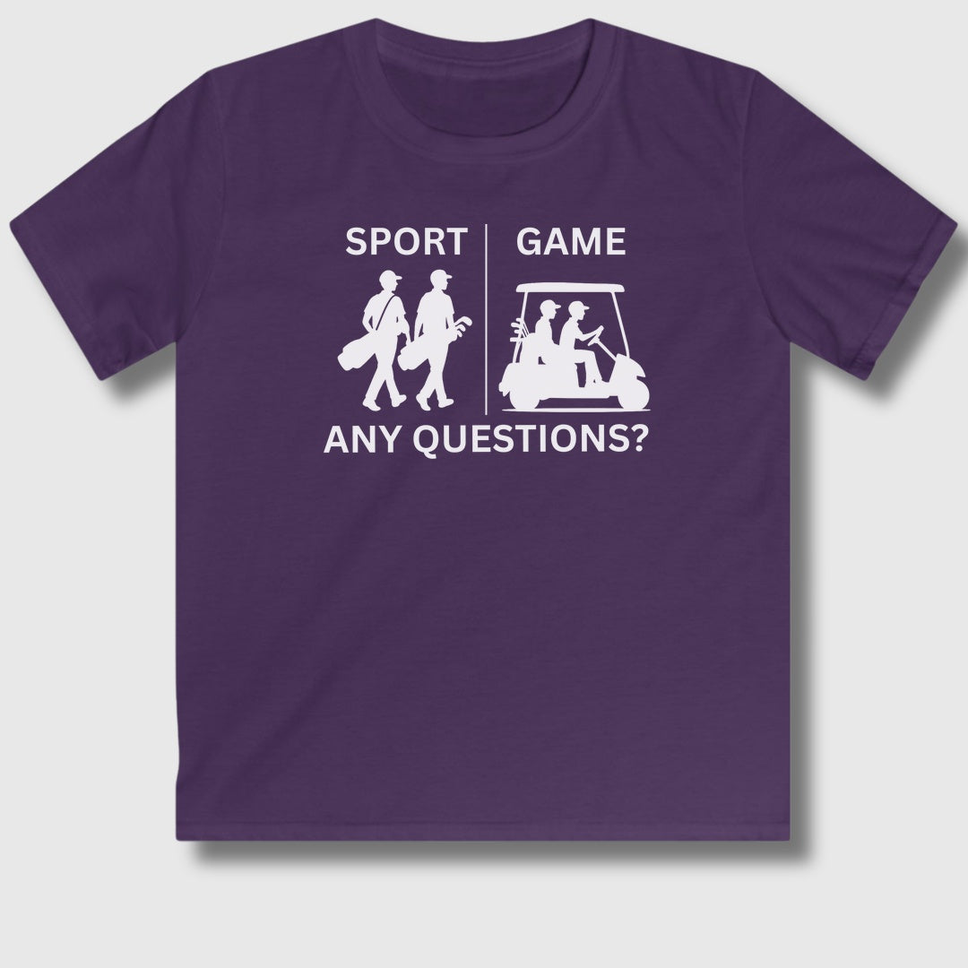 SPORT vs. GAME (Male) - Youth Golf T-Shirt in Purple