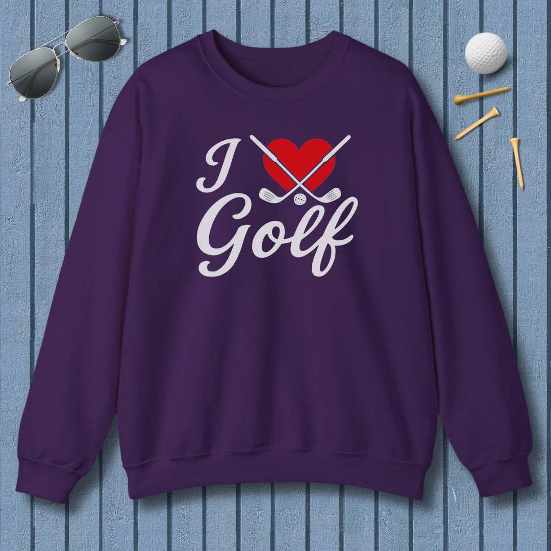 I Love Golf - Adult Golf Sweatshirt in Purple