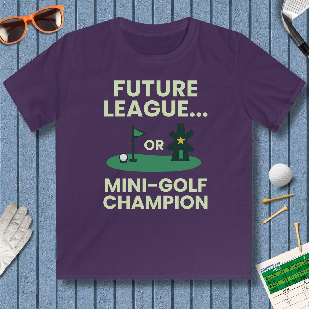 Future League or Mini-Golf Champion - Youth Golf T-Shirt in Purple