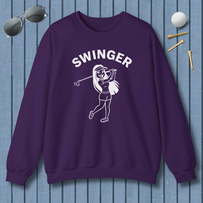 Retro Swinger Women's - Adult Golf Sweatshirt in Purple