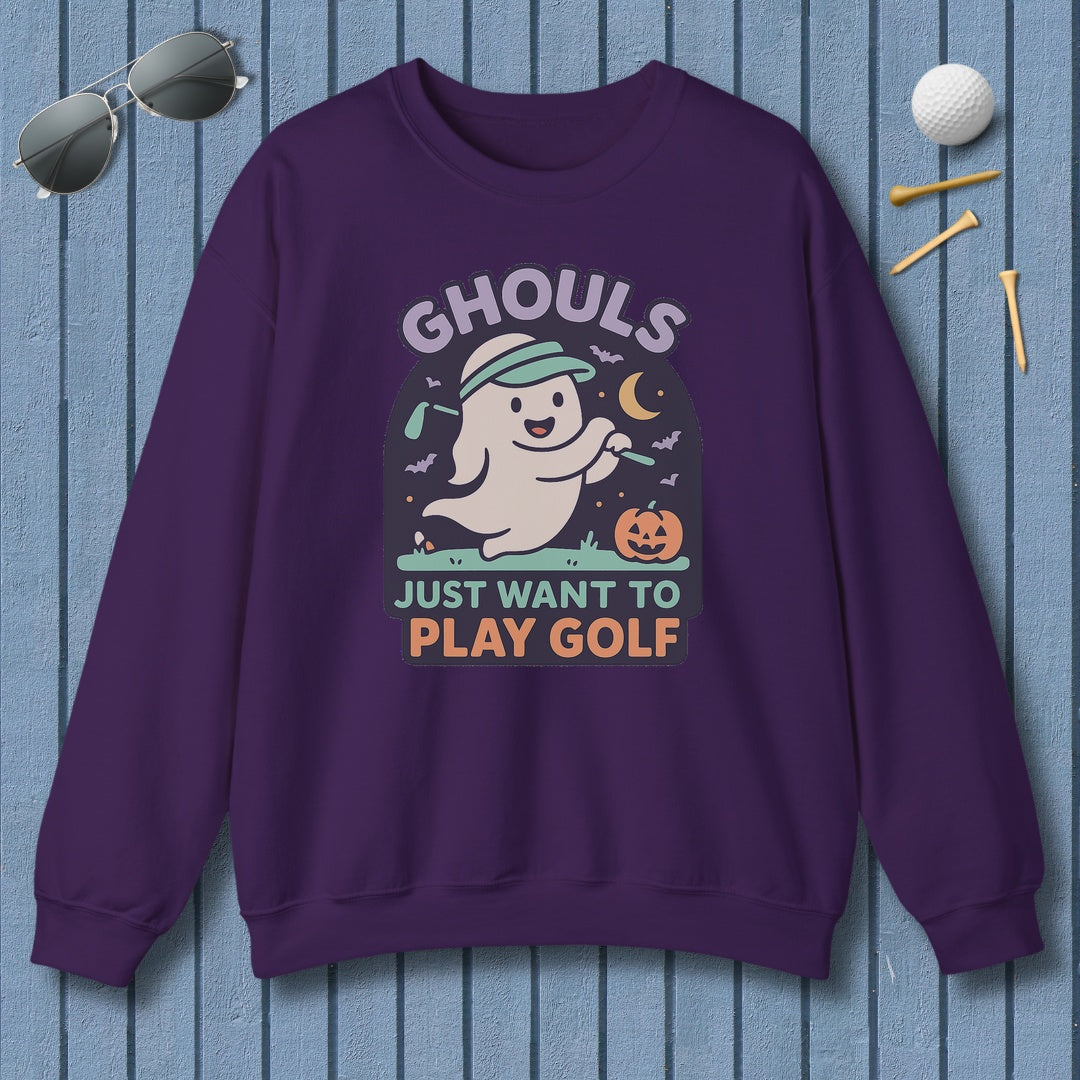 Ghouls Just Wanna Play Golf - Adult Golf Sweatshirt in Purple