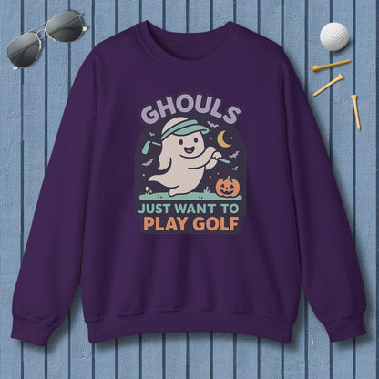 Ghouls Just Wanna Play Golf - Adult Golf Sweatshirt in Purple