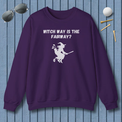 Witch Way is the Fairway - Adult Golf Sweatshirt in Purple