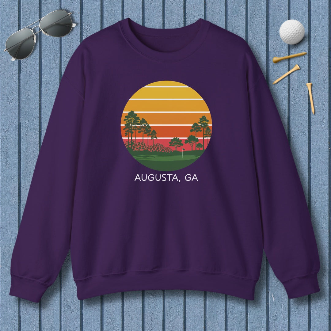 Retro Sunset - Augusta - Adult Golf Sweatshirt in Purple