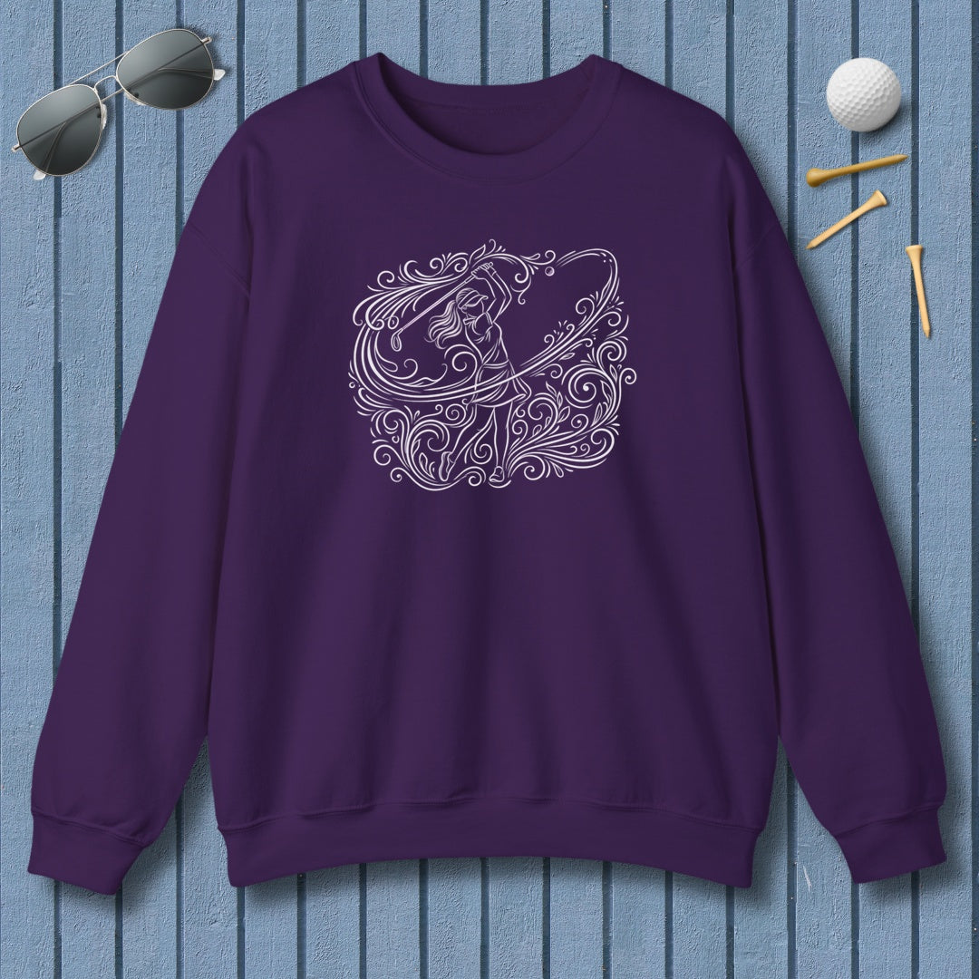 EVERY SWING TELLS A STORY - Women's Golf Vine Art - Adult Golf Sweatshirt in Purple