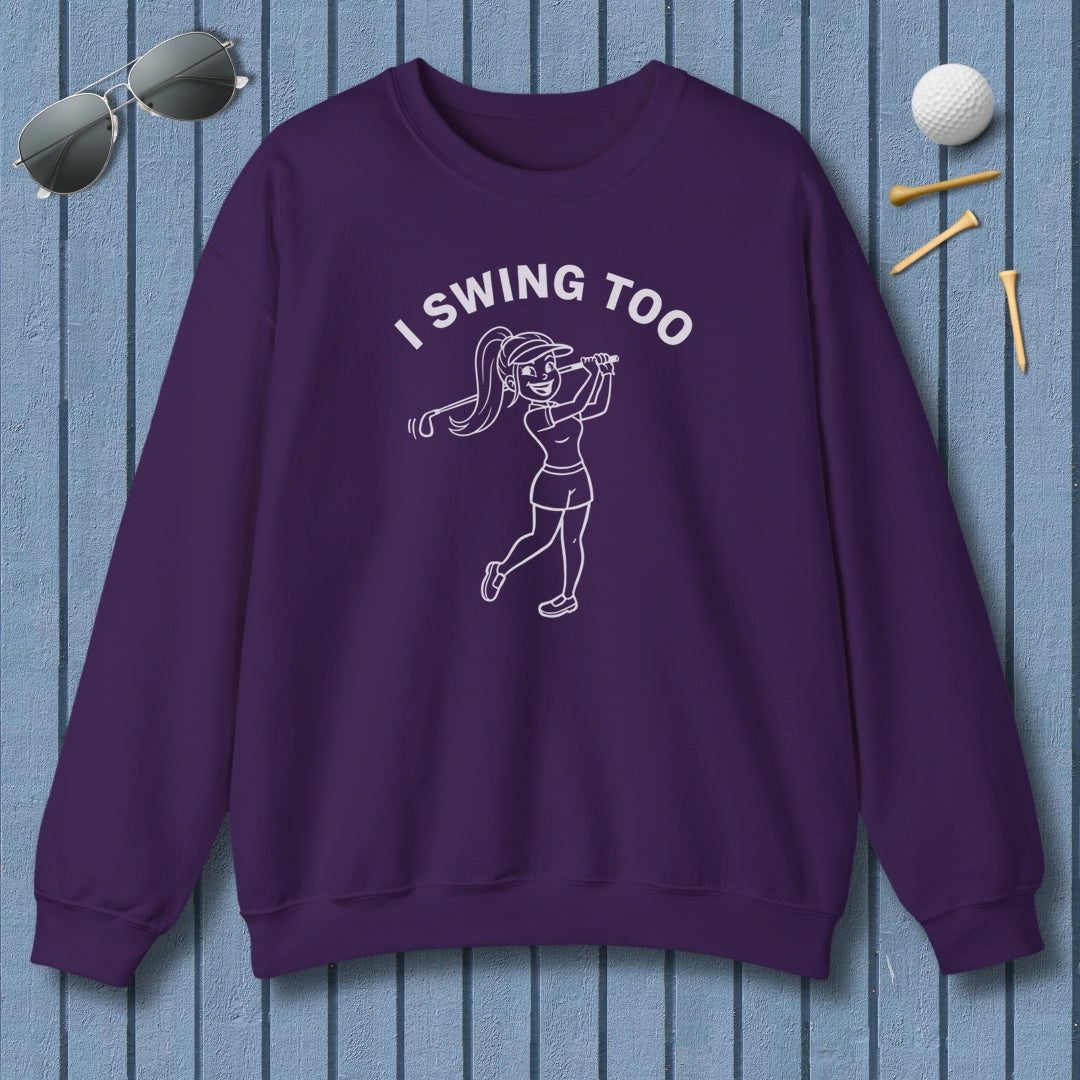 Retro I SWING TOO  - Adult Golf Sweatshirt in Purple