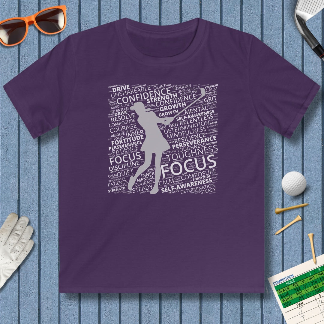 Unleash Your Mental Game (Female) - Youth Golf T-Shirt in Purple