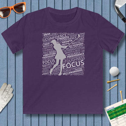 Unleash Your Mental Game (Female) - Youth Golf T-Shirt in Purple