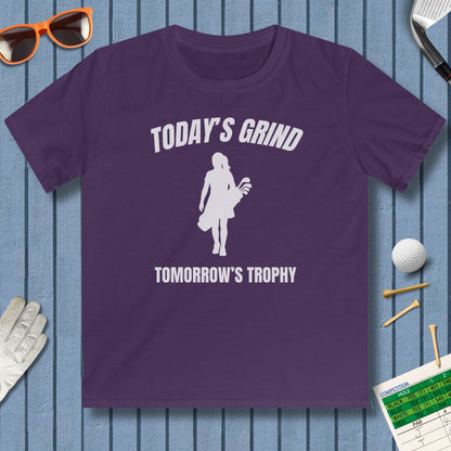 Today's Grind - Tomorrow's Trophy (female) - Youth Golf T-Shirt in Purple