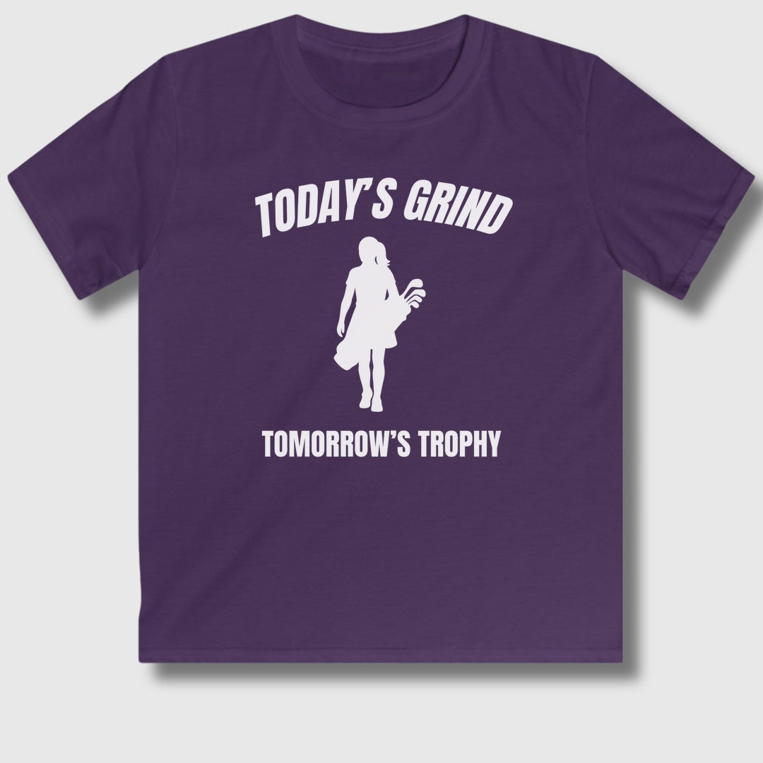 Today's Grind - Tomorrow's Trophy (female) - Youth Golf T-Shirt in Purple