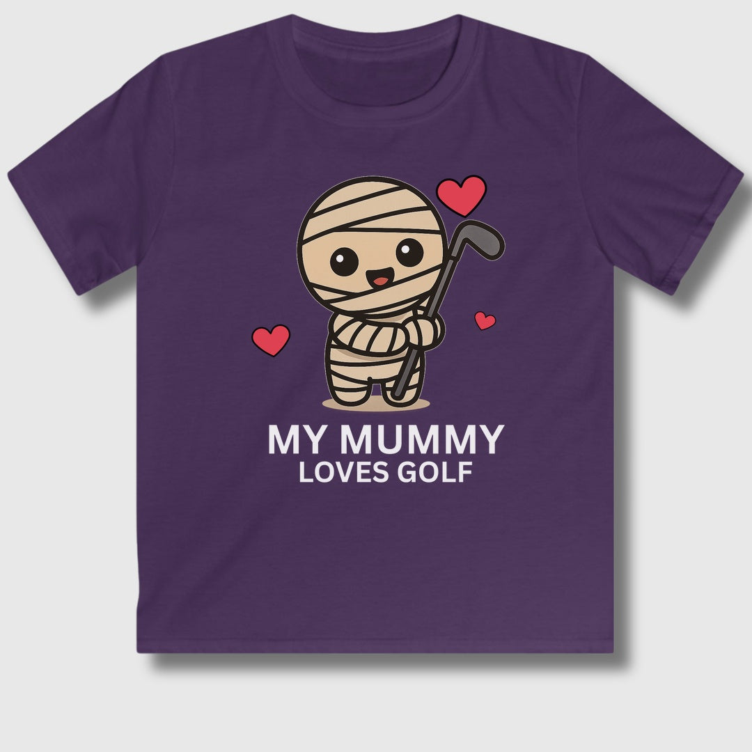 My Mummy Loves Golf - Youth Golf T-Shirt in Purple