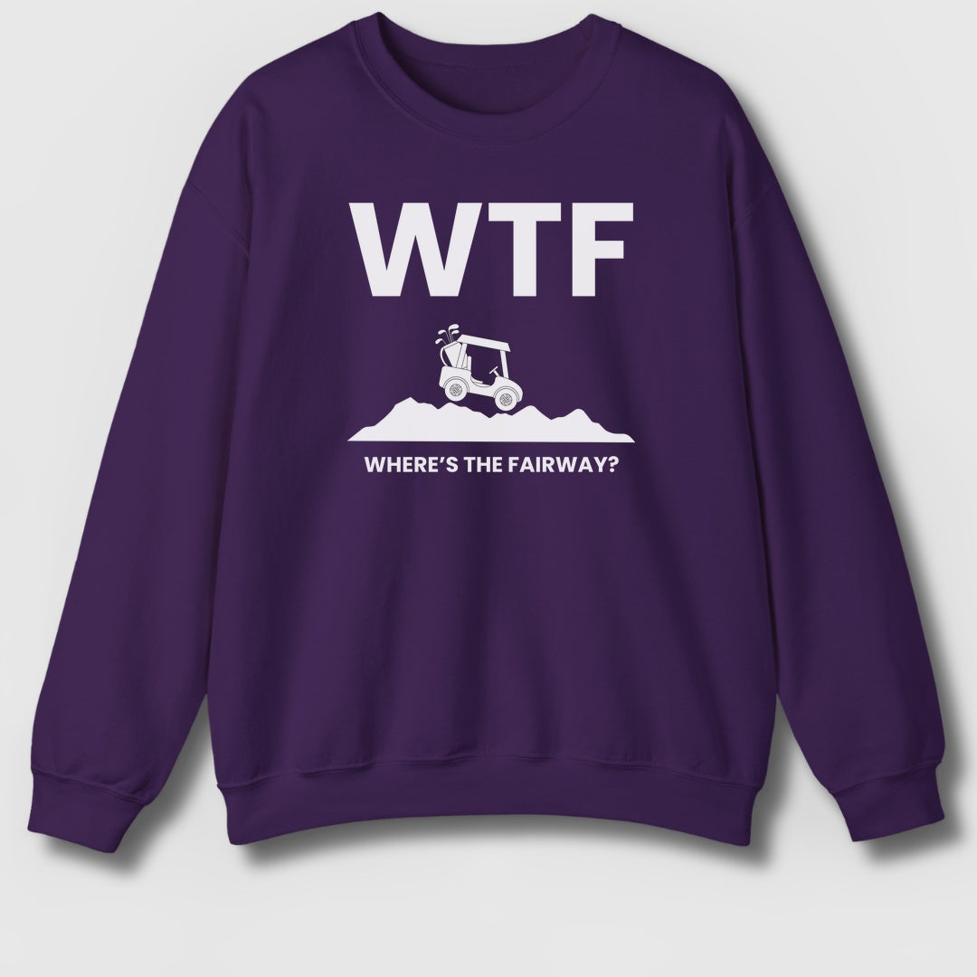 WTF - Where's the Fairway - Adult Golf Sweatshirt in Purple