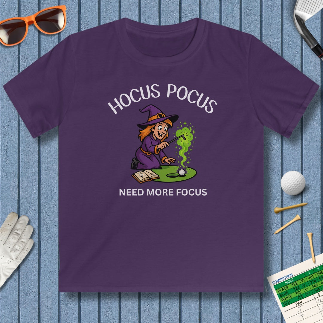 Hocus Pocus, Need More Focus - Youth Golf T-Shirt in Purple