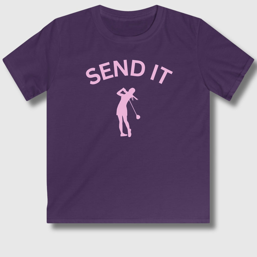 SEND IT (Female) - Youth Golf T-Shirt in Purple