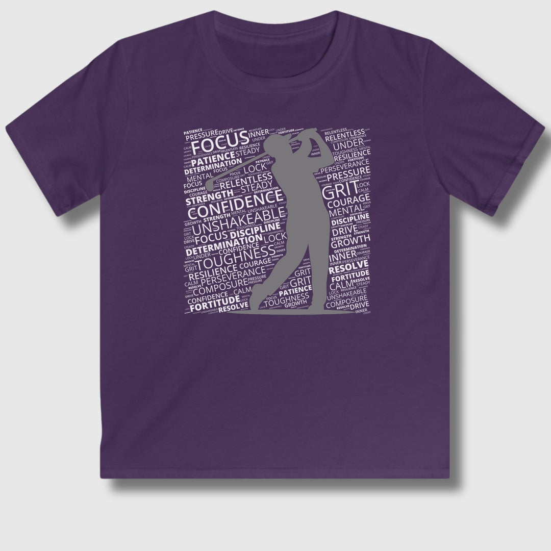 Unleash Your Mental Game (Male) - Youth Golf T-Shirt in Purple
