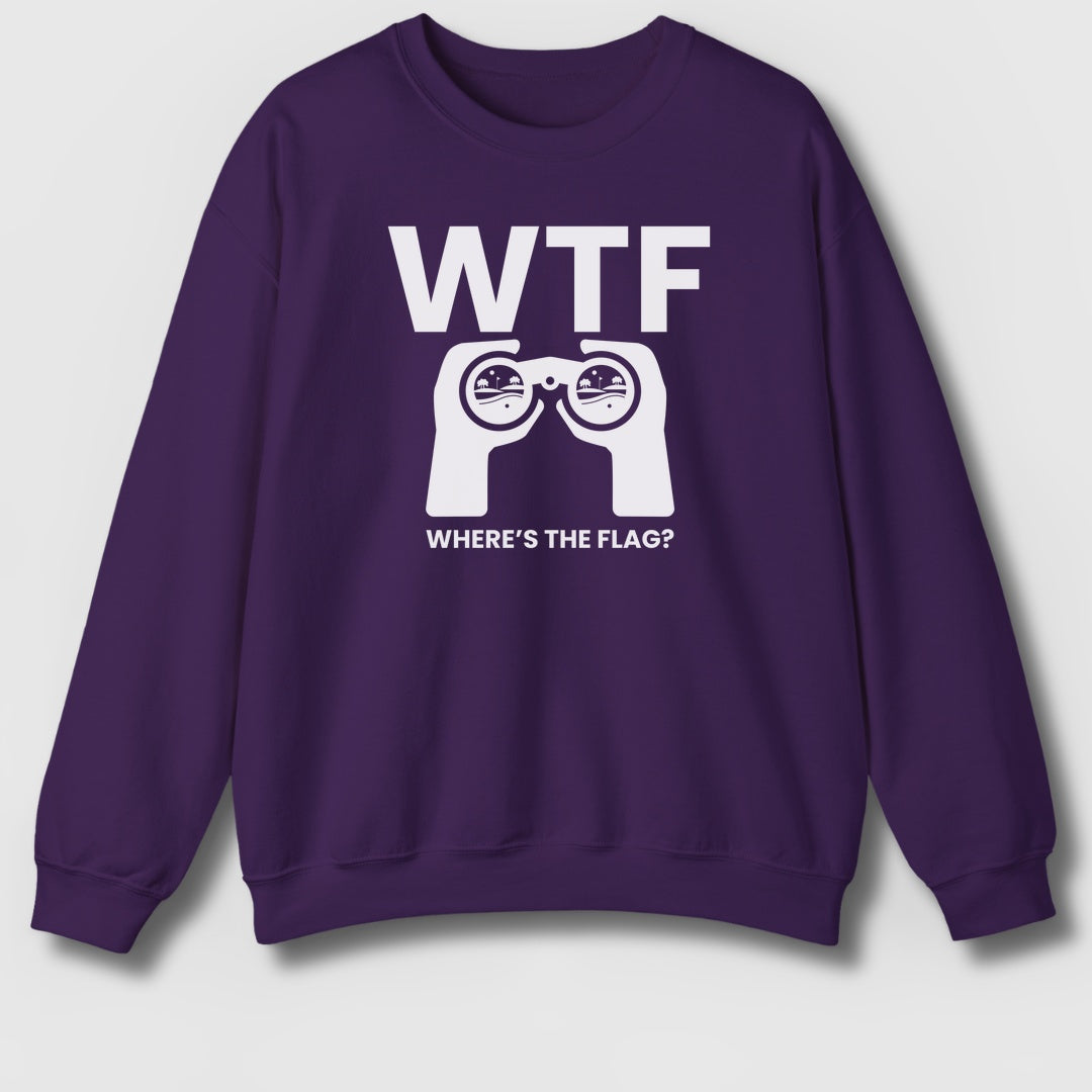 WTF - Where's the Flag - Adult Golf Sweatshirt in Purple