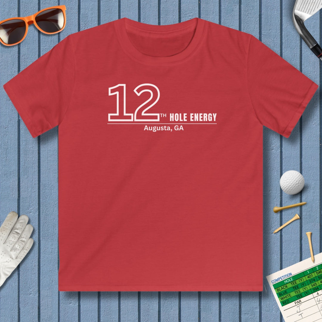 12th Hole Energy - Youth Golf T-Shirt in Red