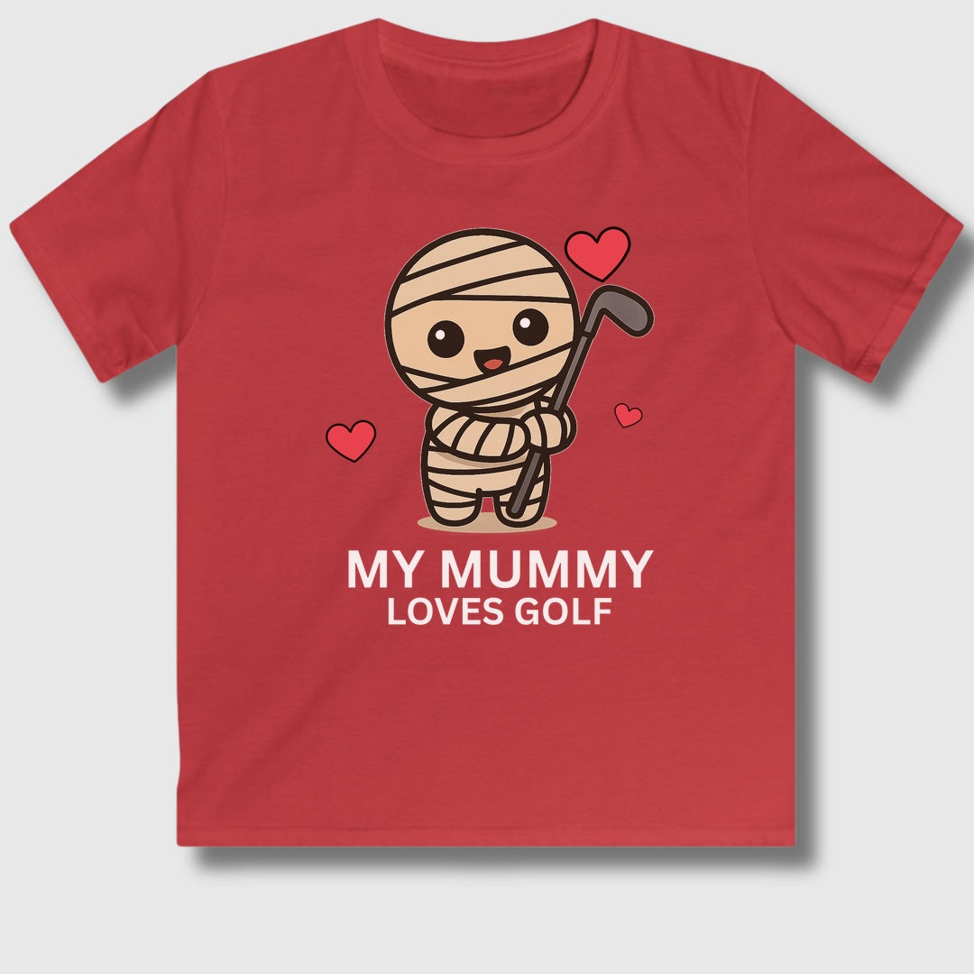 My Mummy Loves Golf - Youth Golf T-Shirt in Red