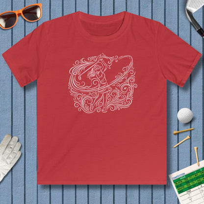 EVERY SWING TELLS A STORY - Women's Golf Vine Art - Youth Golf T-Shirt in Red