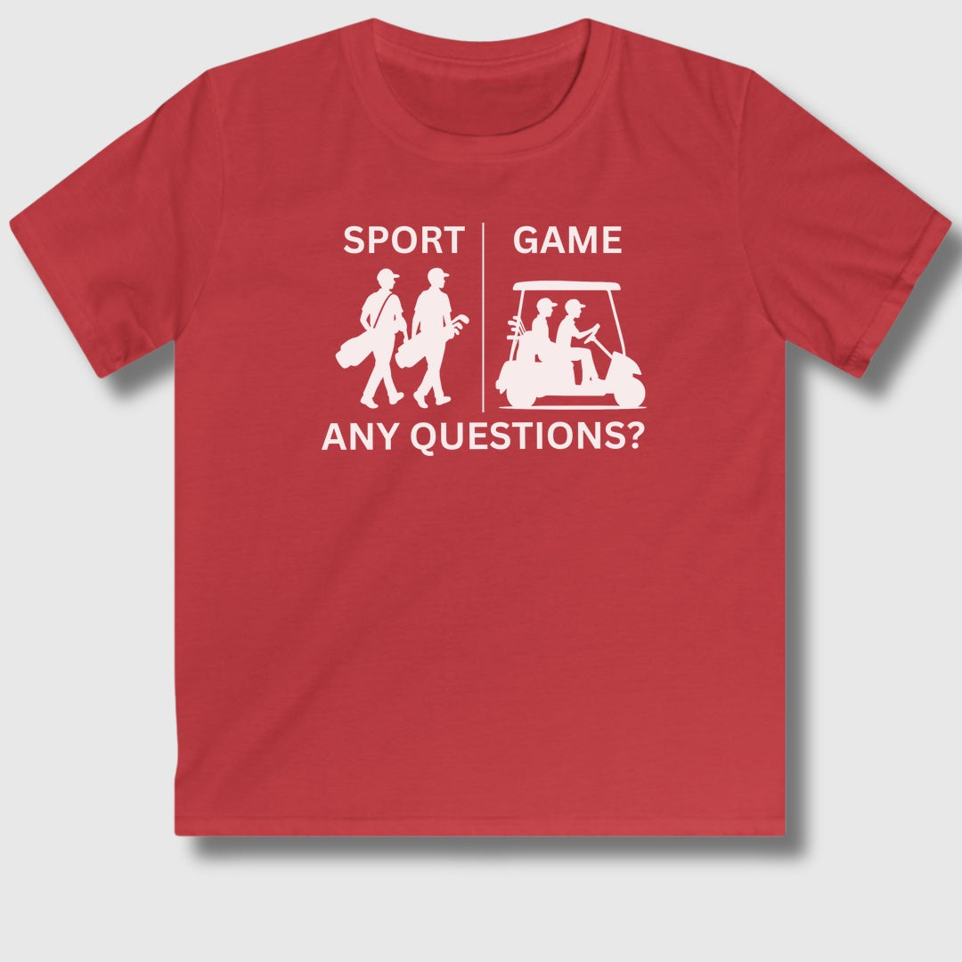 SPORT vs. GAME (Male) - Youth Golf T-Shirt in Red