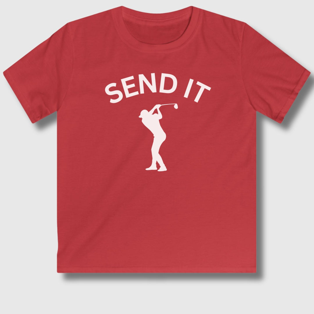 SEND IT (Male) - Youth Golf T-Shirt in Red