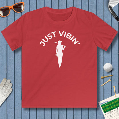 Just Vibin' - Girl's - Youth Golf T-Shirt in Red