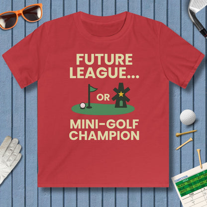 Future League or Mini-Golf Champion - Youth Golf T-Shirt in Red