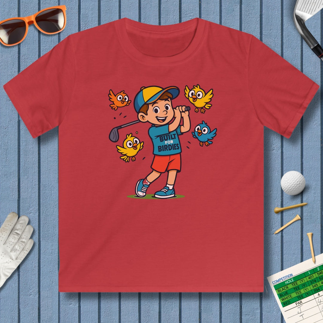Built for Birdies - Youth Golf T-Shirt in Red