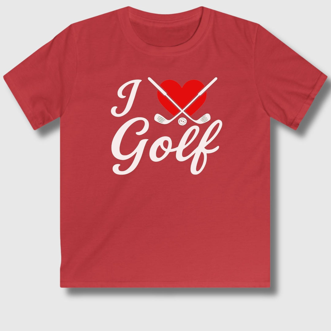 I Love Golf - Youth Golf T-Shirt in Red