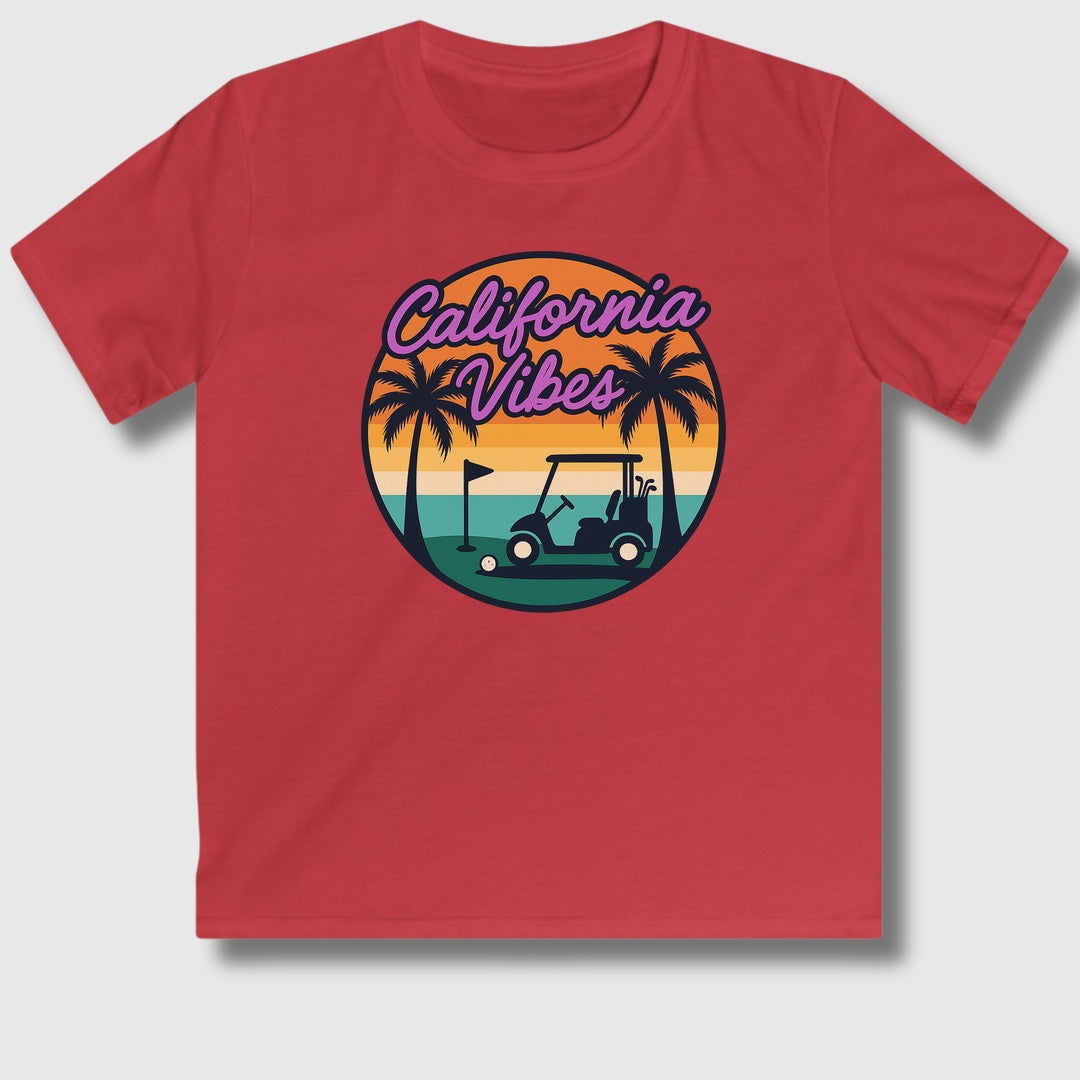 Golf Vibes - California Coast Edition - Youth Golf T-Shirt in Red