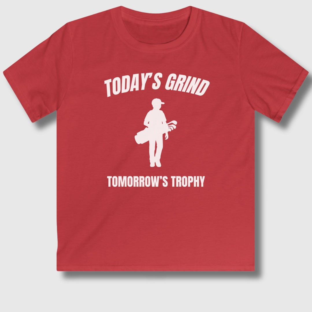 Today's Grind - Tomorrow's Trophy (male) - Youth Golf T-Shirt in Red