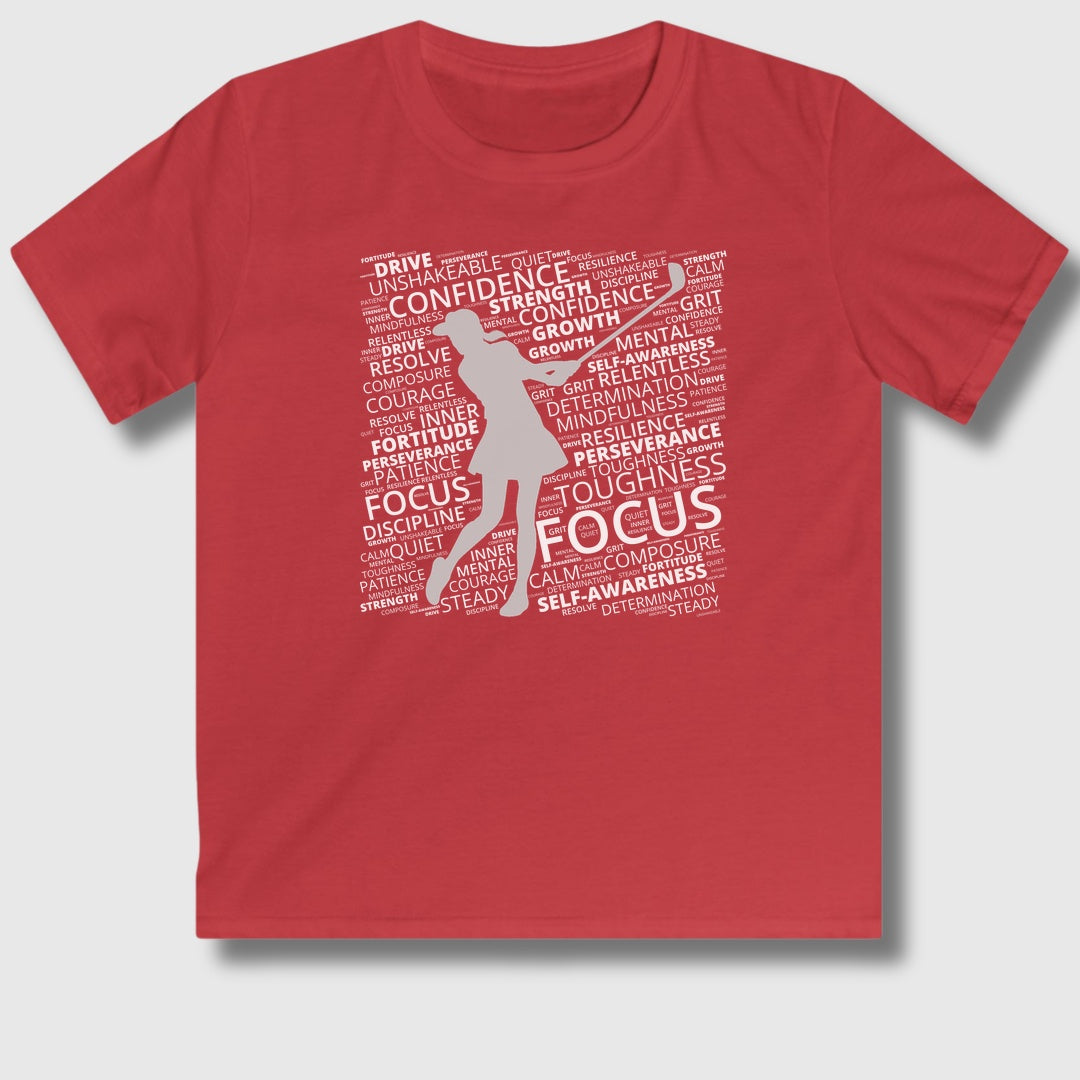 Unleash Your Mental Game (Female) - Youth Golf T-Shirt in Red