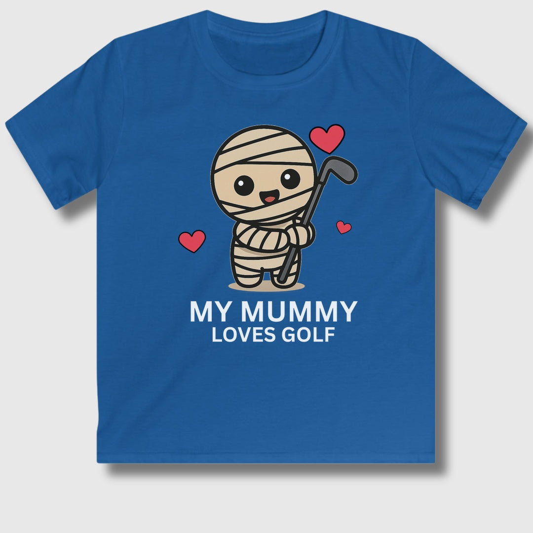 My Mummy Loves Golf - Youth Golf T-Shirt in Royal