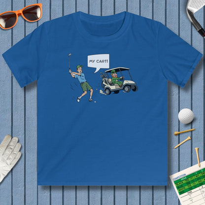 My Cart! - Youth Golf T-Shirt in Royal