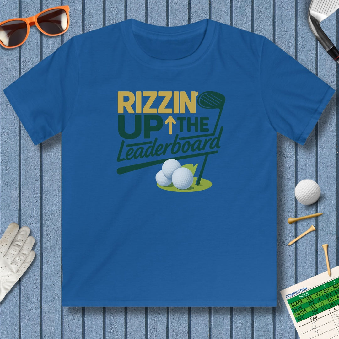 Rizzin' Up The Leaderboard - Youth Golf T-Shirt in Royal